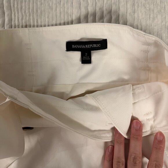 Banana Republic paper bag waist, white button down skirt - Picture 2 of 2